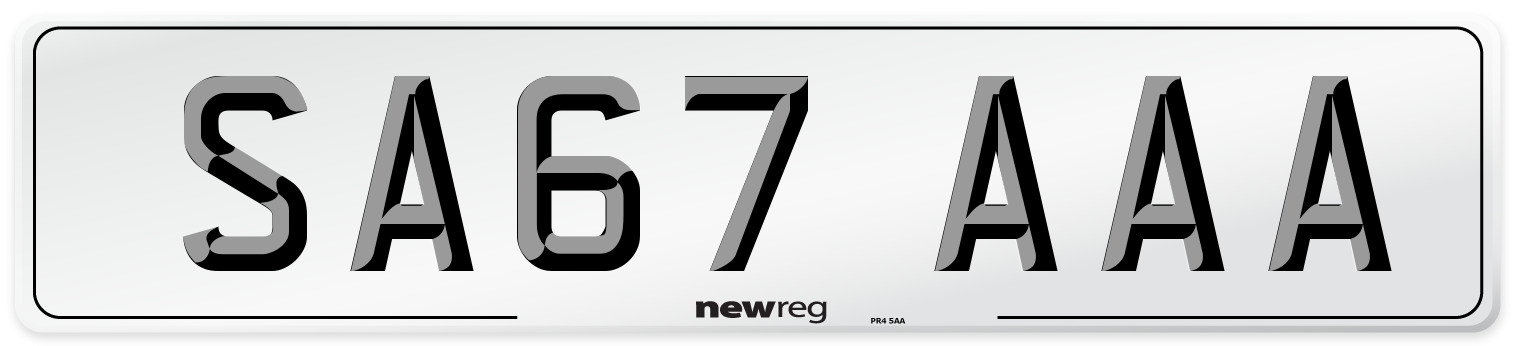 SA67 AAA Number Plate from New Reg